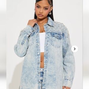 NWT Light Blue Embellished Denim Jacket